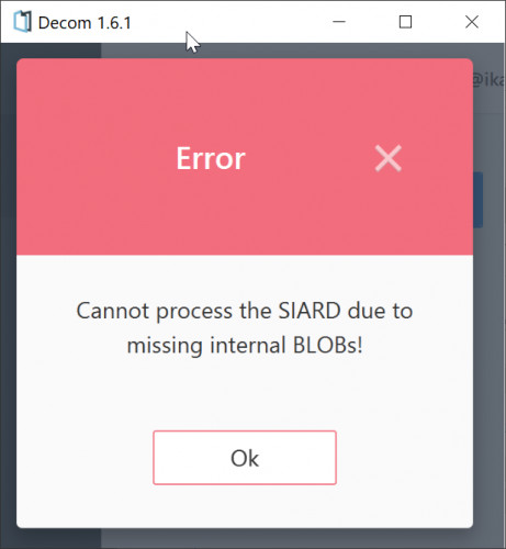 Cannot process the SIARD due to missing internal BLOBs!