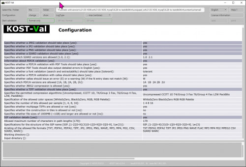 KOST-Val Config summary