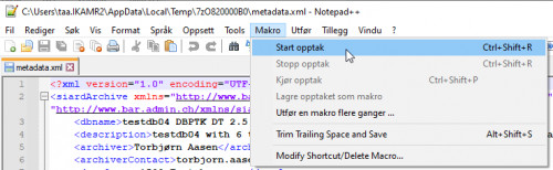 Del 1: Notepad++ start opptak