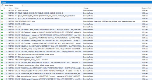 j) Del 3 sakila-schema.sql for database og struktur (tabeller, views, prosedyrer, funksjoner)