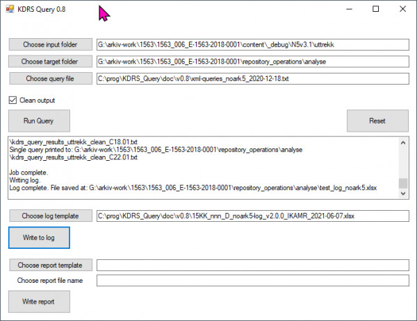 KDRS Query v0.8 Excel loggfil